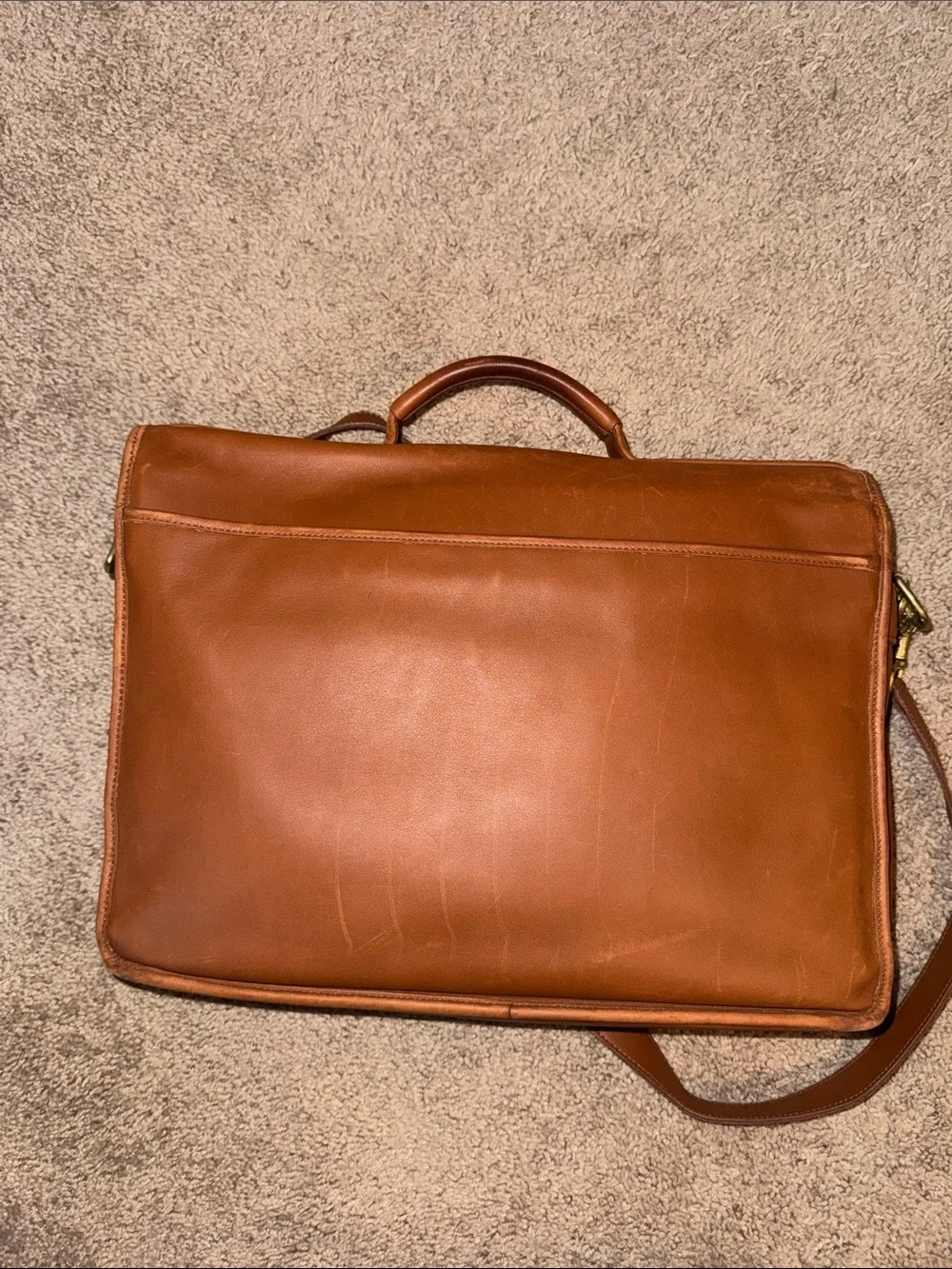 Coach Classic Brown Leather Messenger Bag with Shoulder Strap